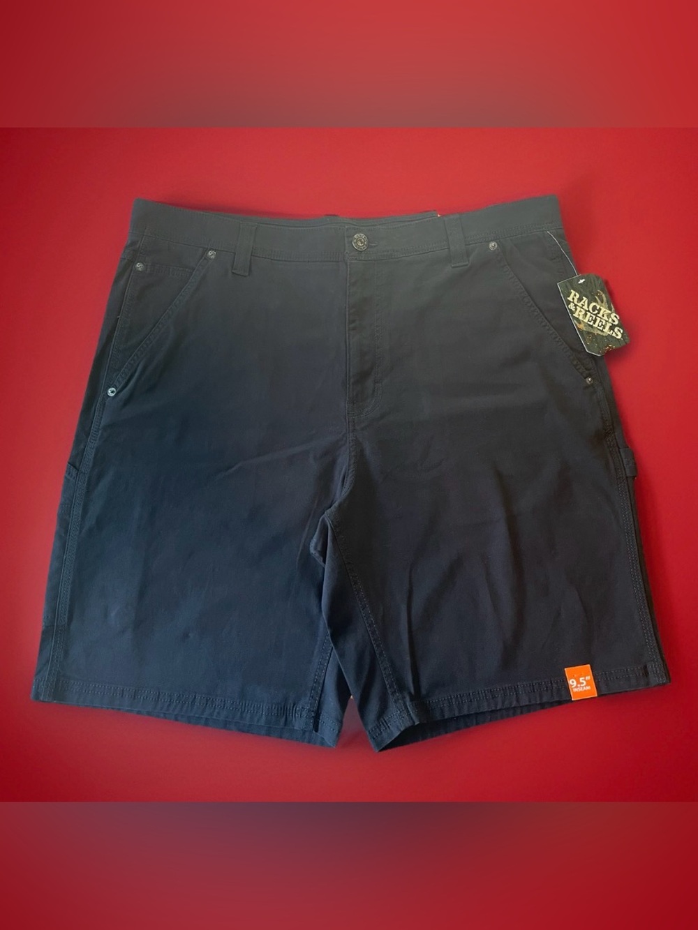 Racks & Reels Men's Utility Shorts Size 38 Black Stretch Work Fishing 9.5" NWT